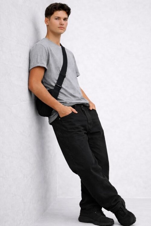 Solid Loose Fit Cotton Jean