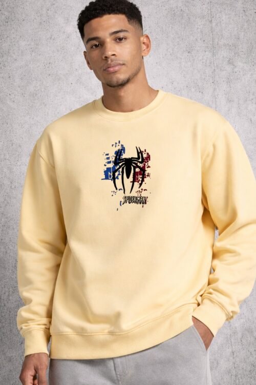 Spiderman Back Printed Oversize Yellow T-shirt