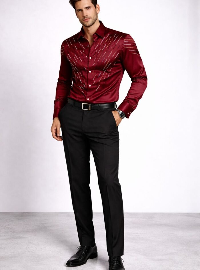 Stone Finish Mauve Shirt - Maroon-1 Stone Finish Mauve Shirt - Maroon-1