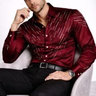Stone Finish Mauve Shirt - Maroon - 2