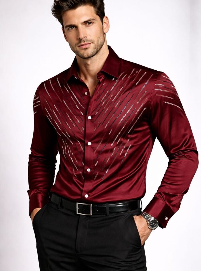 Stone Finish Mauve Shirt - Maroon - 3 Stone Finish Mauve Shirt - Maroon - 3