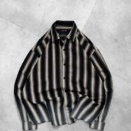 Striped with dip wahsed dropshoulder shirt - Black-Sand - 4