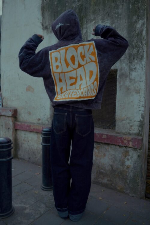 Block Head Back Printed Oversize Hoodie