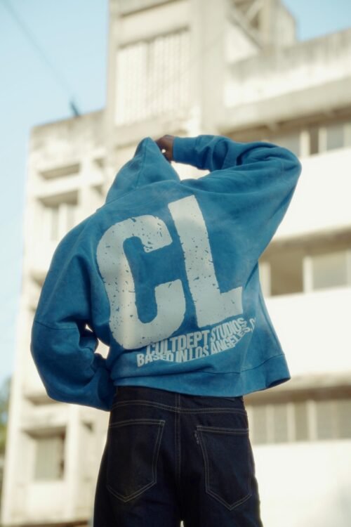 CL Back Printed Oversize Hoodie – Blue