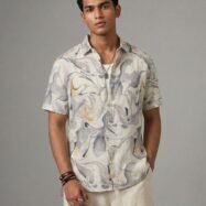 Abstract Marble Print Shirt - White & Grey1