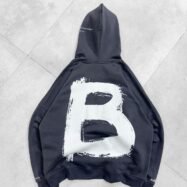 'B' Back Printed Oversized Hoodie - 2