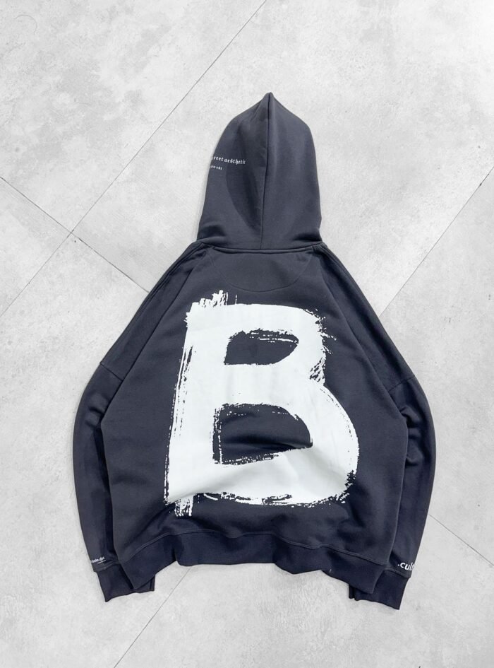 'B' Back Printed Oversized Hoodie - 2