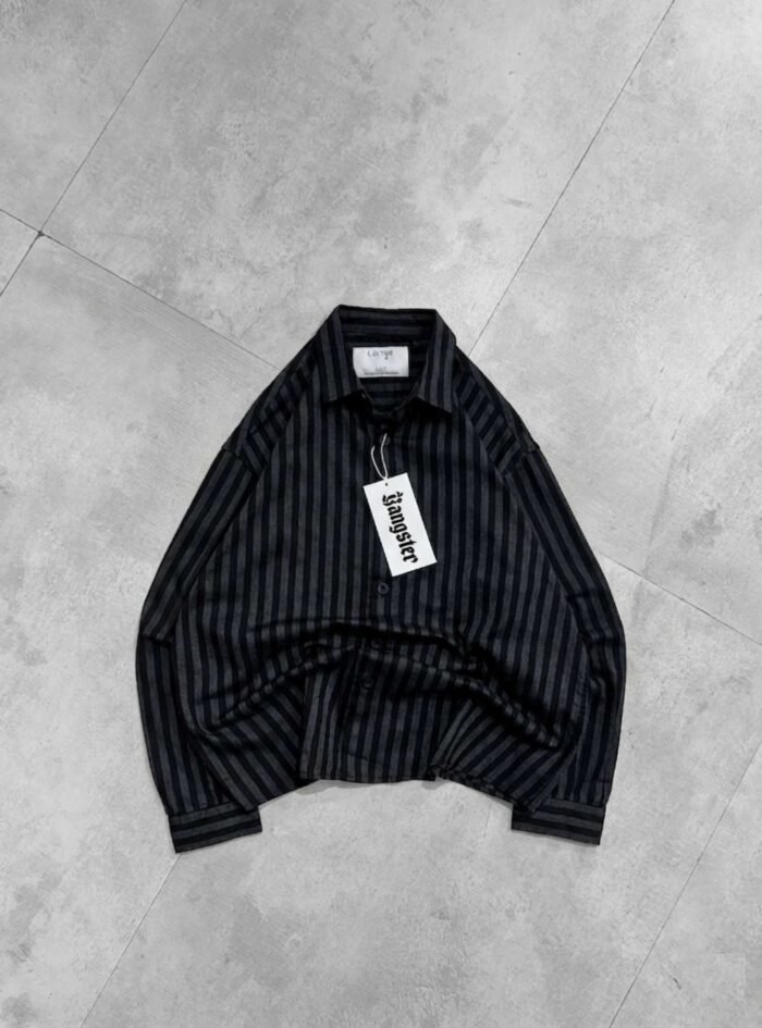 Bitter Sweet Back Text Striped Shirt-black