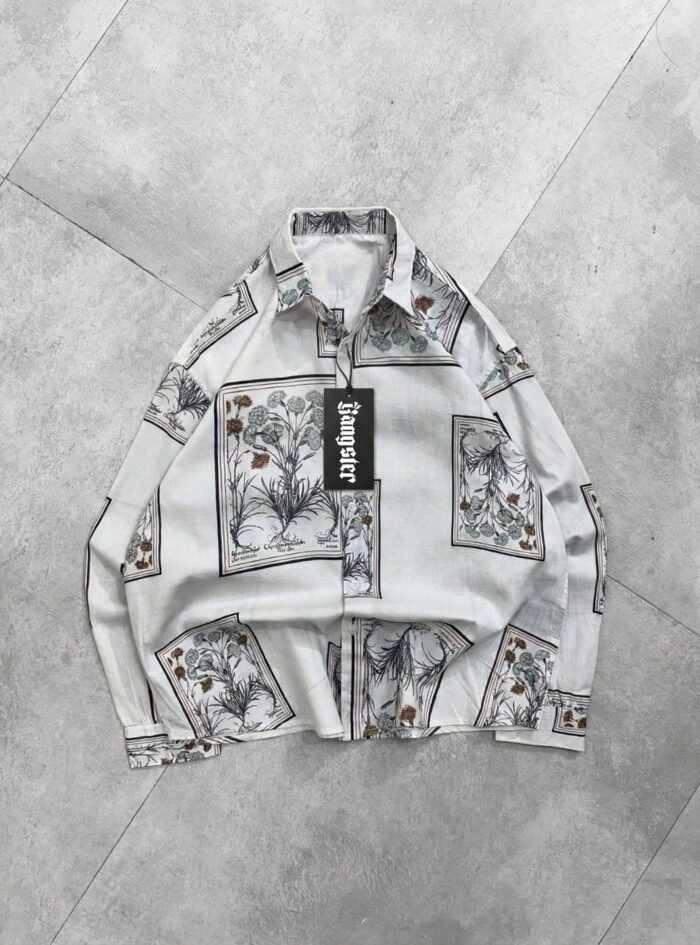 Botanical Frame Print Shirt-green1