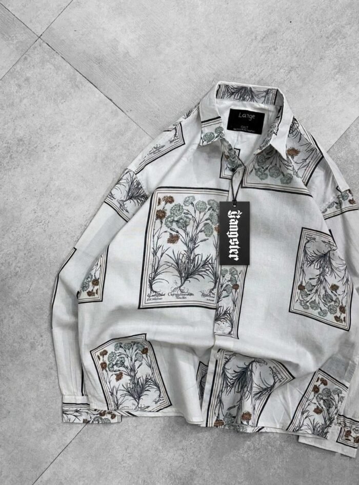 Botanical Frame Print Shirt-green2