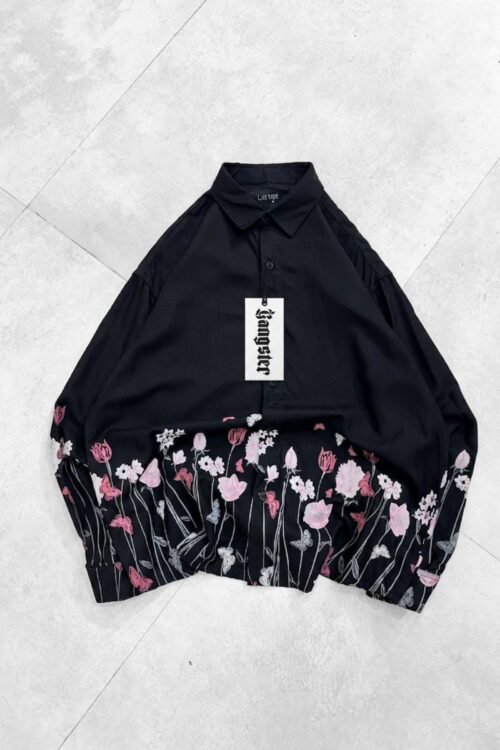 Bottom Floral Printed Dropshoulder Shirt