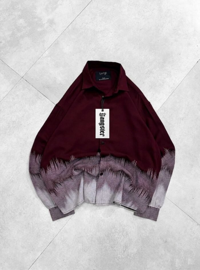 Bottom Zigzag Printed Dropshoulder Shirt-marron1