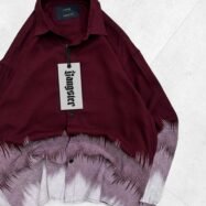 Bottom Zigzag Printed Dropshoulder Shirt-marron2