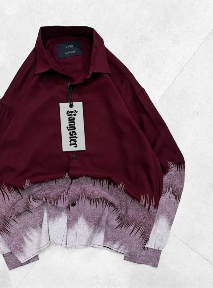 Bottom Zigzag Printed Dropshoulder Shirt-marron2