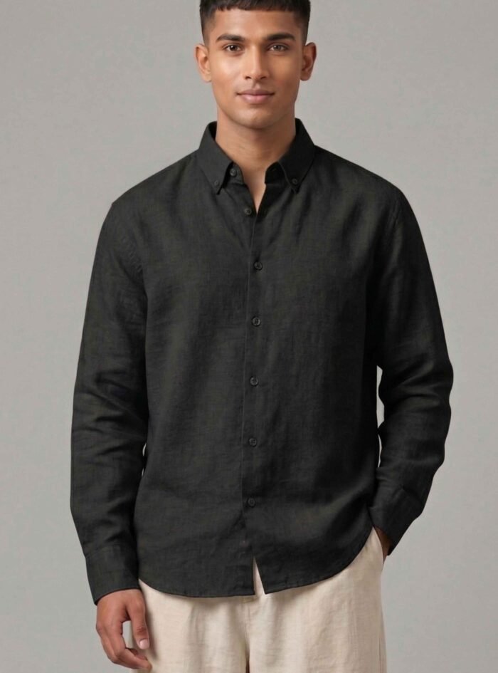 Button-Down Oxford Shirt -Black1