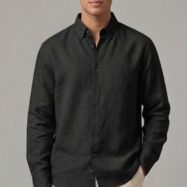Button-Down Oxford Shirt -Black1