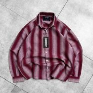 Cropped Striped Shirt With Back Print-Burgundy1
