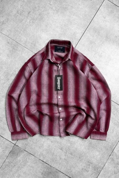 Cropped Striped Shirt With Back Print