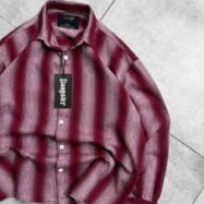 Cropped Striped Shirt With Back Print-Burgundy3