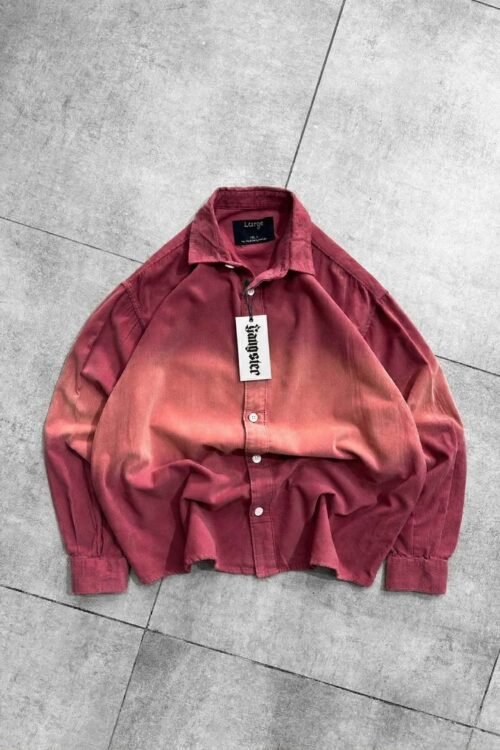 Discharge Puff Back Print Washed Dropshoulder Shirt