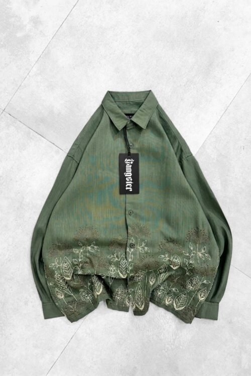 Flower Bottom Embroidery Dropshoulder Shirt