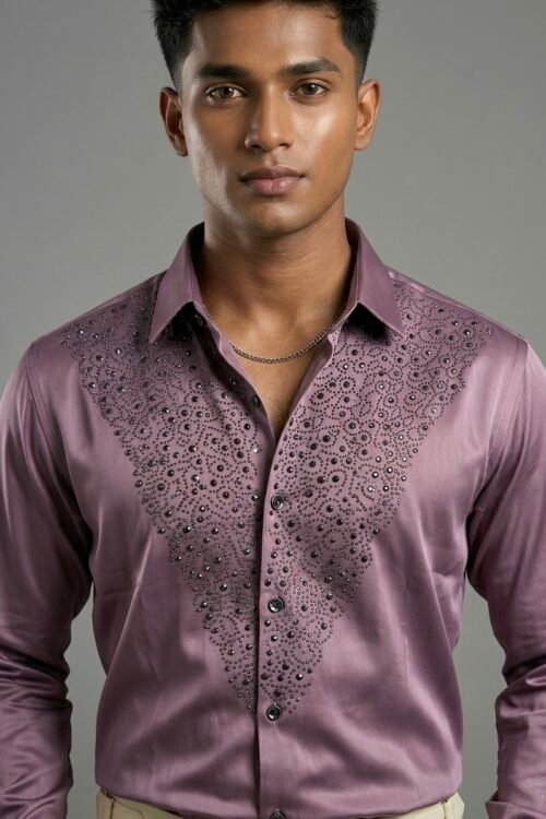 "The Royal Amethyst" Embellished Designer Shirt