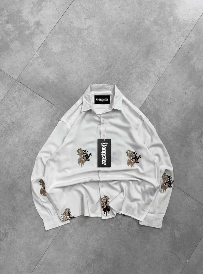 Midnight Bloom Embroidered Shirt-white1