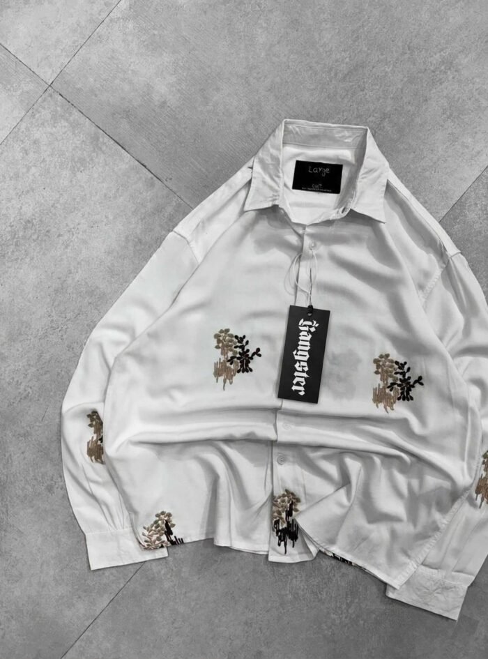 Midnight Bloom Embroidered Shirt-white2