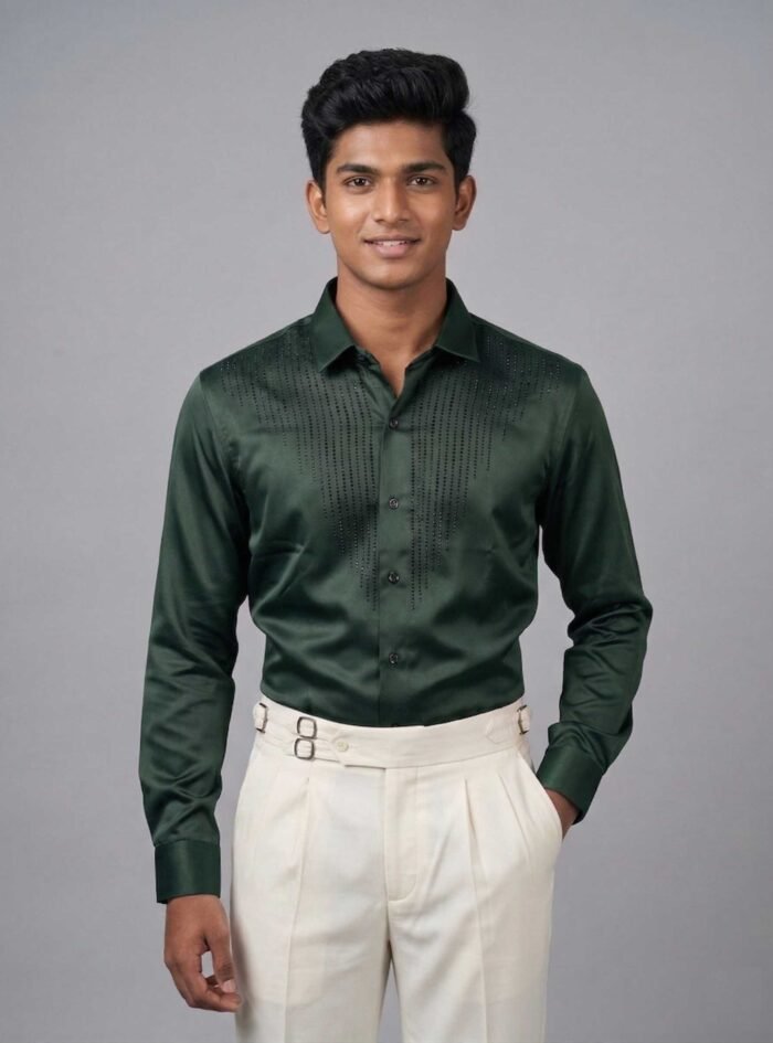 Midnight Luxe Panel Shirt-green1