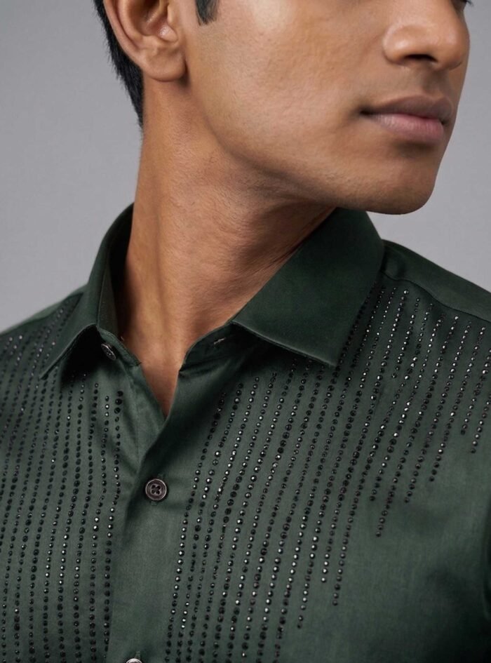 Midnight Luxe Panel Shirt-green2