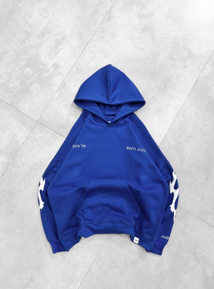 Midnight Oversized Hoodie with Puff Back Print, Front Puff & Sleeve Print - 2