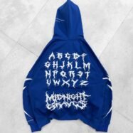 Midnight Oversized Hoodie with Puff Back Print, Front Puff & Sleeve Print - 3