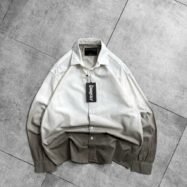 Pastane Oversized Shirt – White & Brown1