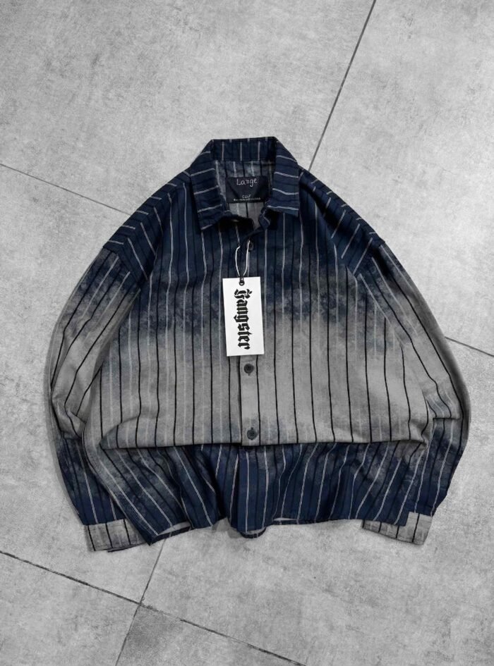 Society Back Printed Faded Effect Dropshoulder Shirt-blue1