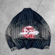 Society Back Printed Faded Effect Dropshoulder Shirt-blue2