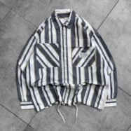 Stussy Back Patched Printed With DrawString Dropshoulder Shirt-grey1