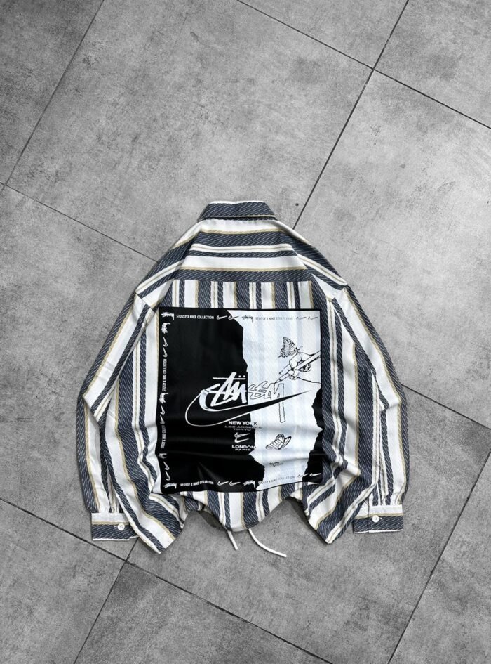 Stussy Back Patched Printed With DrawString Dropshoulder Shirt-grey2