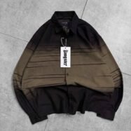 Tired Back Printed Dip-Dye Dropshoulder Shirt-Olive Green1