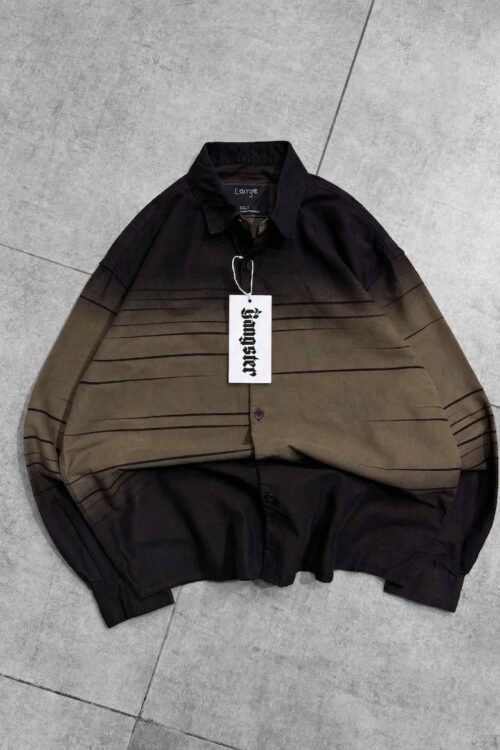 Tired Back Printed Dip-Dye Dropshoulder Shirt