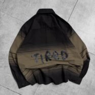 Tired Back Printed Dip-Dye Dropshoulder Shirt-Olive Green2