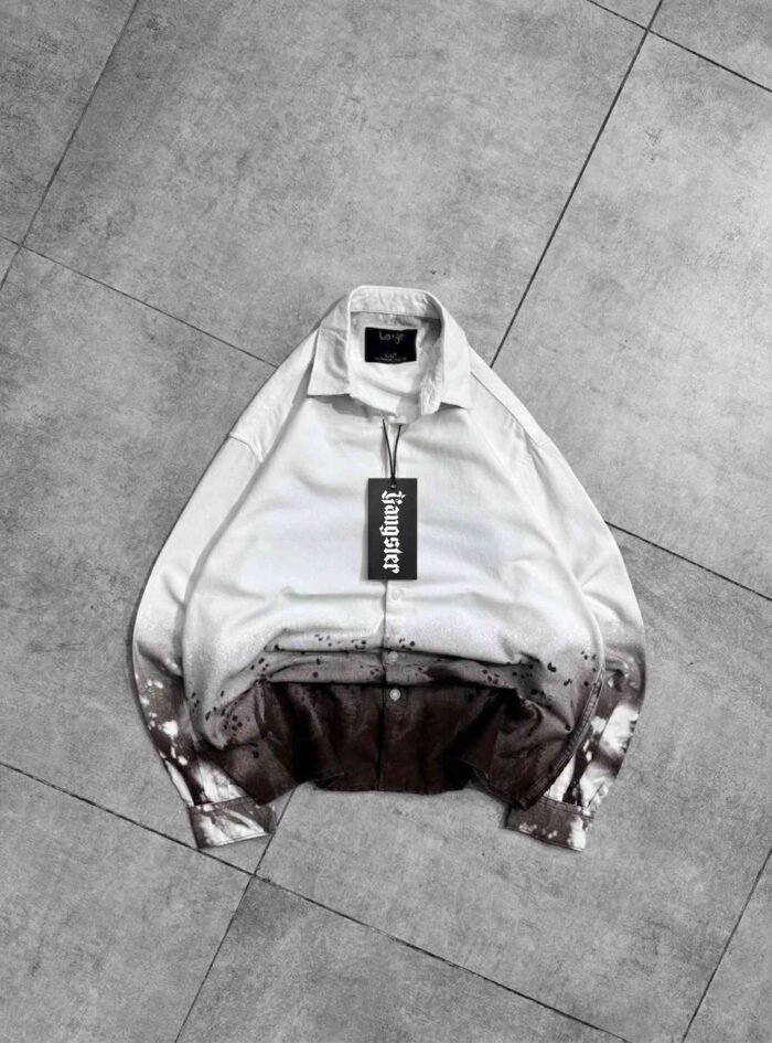 Torch back printed dip-dye shirt-brown1