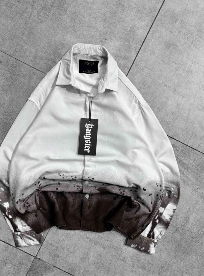 Torch back printed dip-dye shirt-brown2