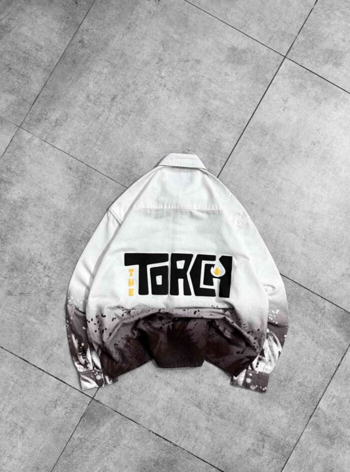 Torch back printed dip-dye shirt-brown3