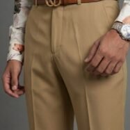 Vintage Elite Pleated Bootcut Trousers-Sand beige1