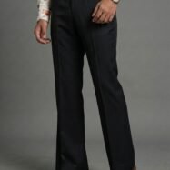 Vintage Elite Pleated Bootcut Trousers-black1