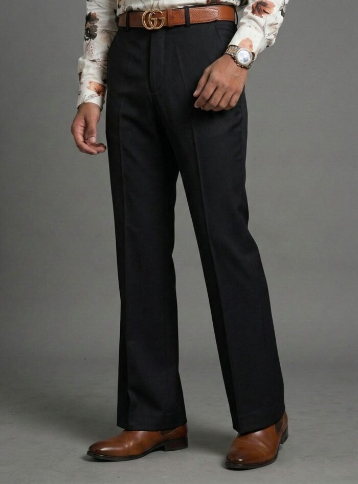 Vintage Elite Pleated Bootcut Trousers-black1