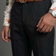 Vintage Elite Pleated Bootcut Trousers-black2