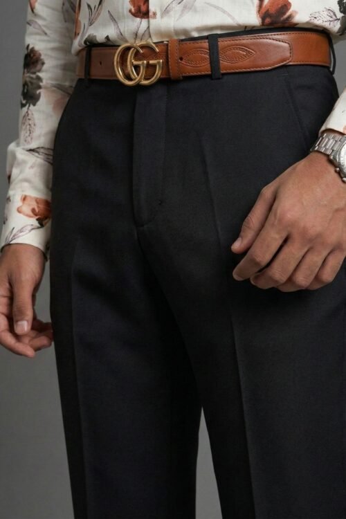 Vintage Elite Pleated Bootcut Trousers-black2