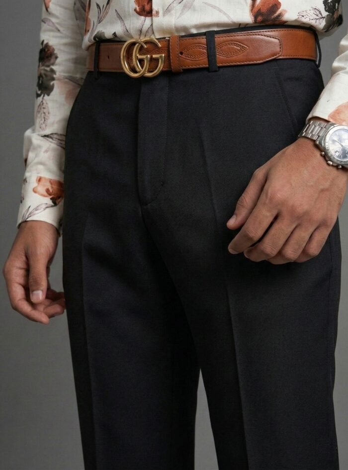 Vintage Elite Pleated Bootcut Trousers-black2