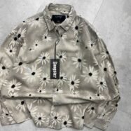 Washed Drop-Shoulder Shirt with All-Over Flower Print – Brown2